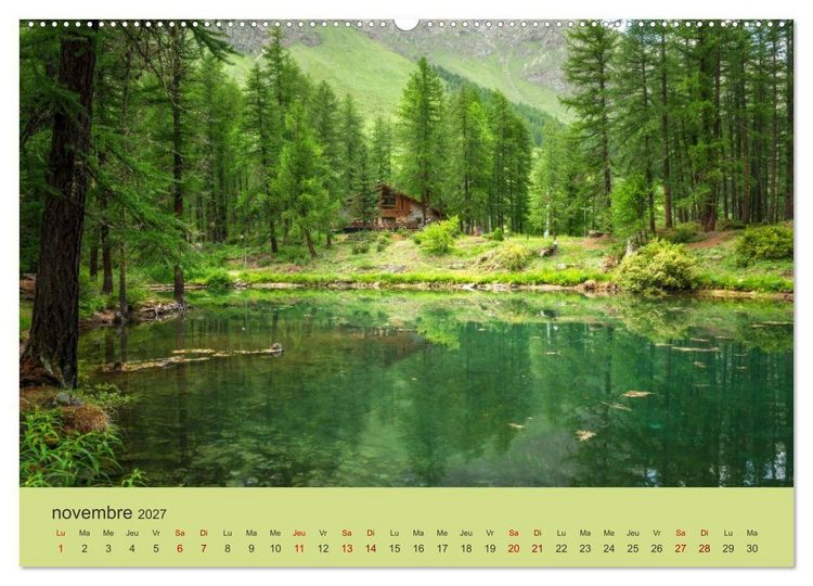 Produktbild: Montagnes, lacs et chalets dans la vall&eacute;e d'Aoste (Calendrier mural 2027 DIN A2 vertical) calendrier de bureau