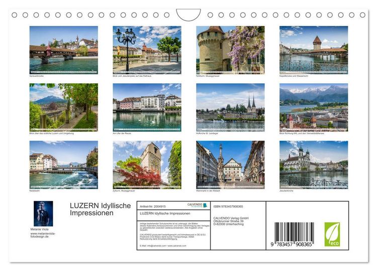 Produktbild: LUZERN Idyllische Impressionen (Wandkalender 2026 DIN A4 quer), CALVENDO Monatskalender