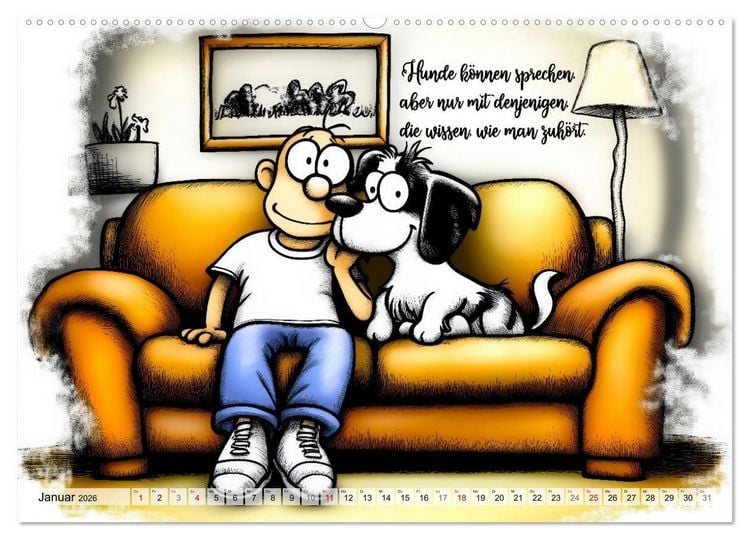 Produktbild: Hundespr&uuml;che (hochwertiger Premium Wandkalender 2026 DIN A2 quer), Kunstdruck in Hochglanz