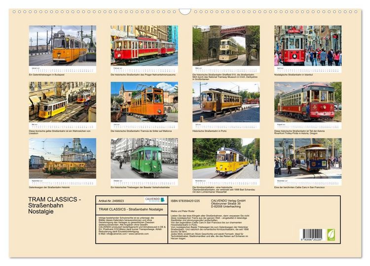 Produktbild: TRAM CLASSICS - Stra&szlig;enbahn Nostalgie (Wandkalender 2027 DIN A2 quer), CALVENDO Monatskalender