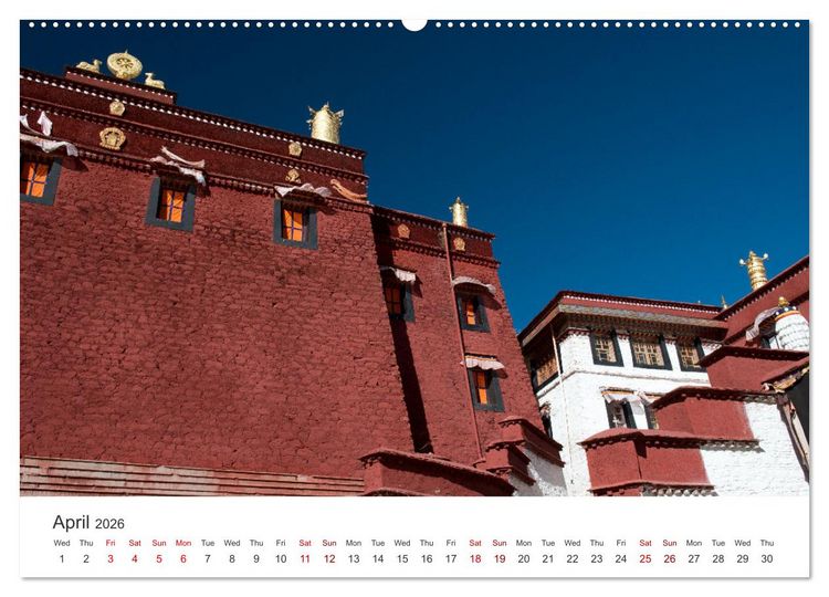 Produktbild: Tibet Monastery and landscapes (High Quality Premium Wall Calendar 2026 DIN A2 landscape),CALVENDO 12 Month Wall Calendar