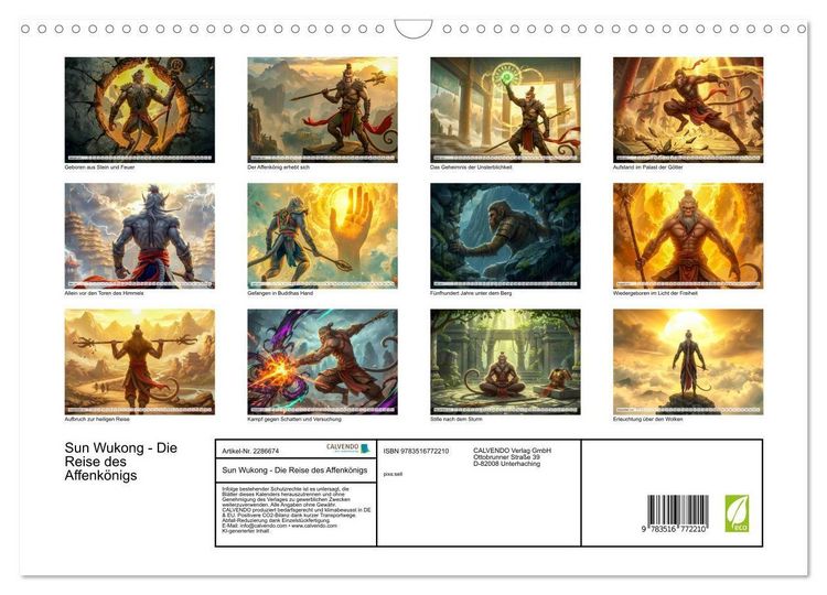 Produktbild: Sun Wukong - Die Reise des Affenk&ouml;nigs (Wandkalender 2027 DIN A3 quer), CALVENDO Monatskalender