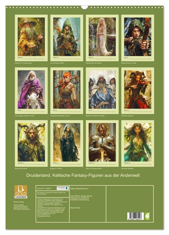 Produktbild: Druidenland. Keltische Fantasy-Figuren aus der Anderwelt (Wandkalender 2026 DIN A2 hoch), CALVENDO Monatskalender