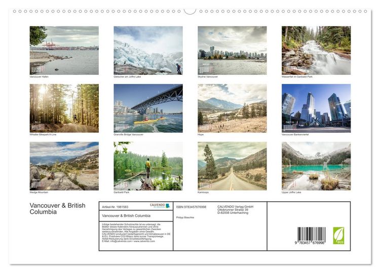 Produktbild: Vancouver & British Columbia (hochwertiger Premium Wandkalender 2026 DIN A2 quer), Kunstdruck in Hochglanz