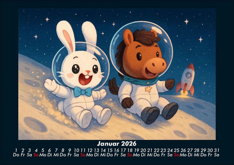 Produktbild: Bouncy & Huf - Im Weltraum 2026 Fotokalender DIN A5