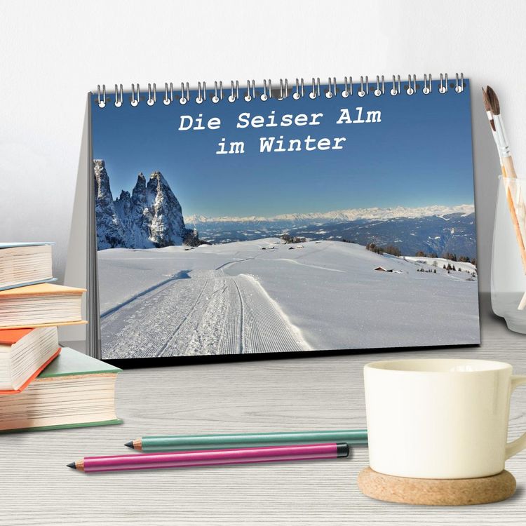 Produktbild: Die Seiser Alm im Winter (Tischkalender 2026 DIN A5 quer), CALVENDO Monatskalender