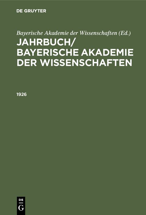 Produktbild: Jahrbuch/ Bayerische Akademie der Wissenschaften. 1926