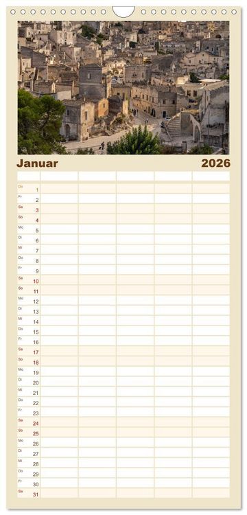 Produktbild: Familienplaner 2026 - Italiens Welterbe Matera mit 5 Spalten (Wandkalender, 21 x 45 cm) CALVENDO