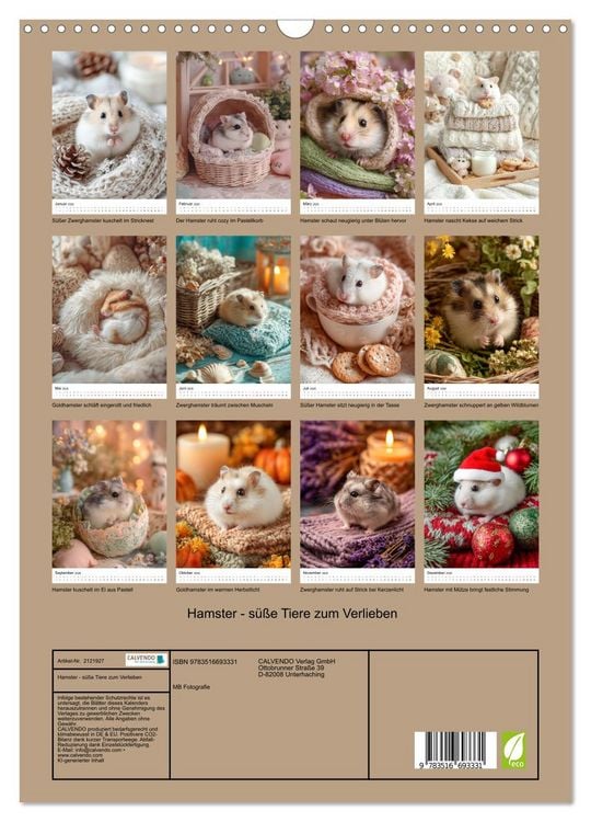 Produktbild: Hamster - s&uuml;&szlig;e Tiere zum Verlieben (Wandkalender 2026 DIN A3 hoch), CALVENDO Monatskalender
