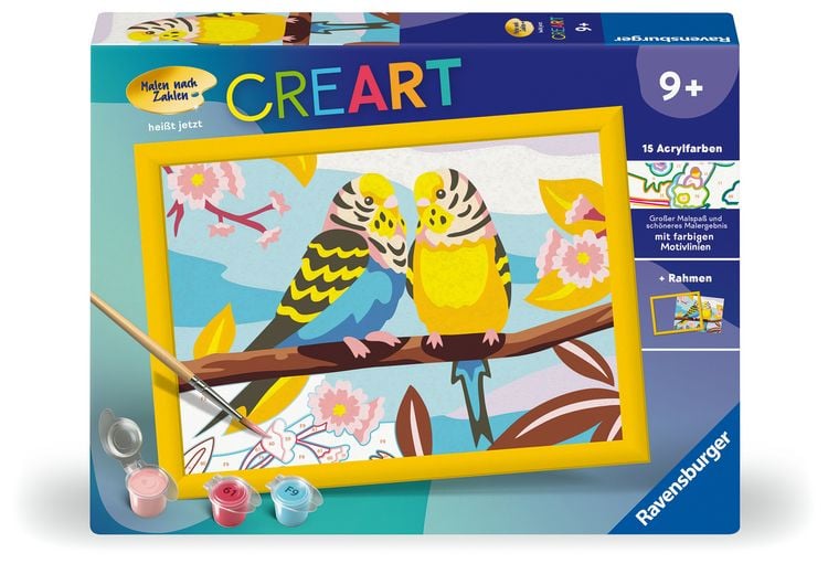 Produktbild: CreArt, Malen nach Zahlen Kinder - Bunte Wellensittiche
