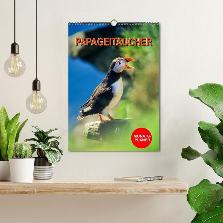 Produktbild: Papageitaucher Monatsplaner (Wandkalender 2026 DIN A3 hoch), CALVENDO Monatskalender