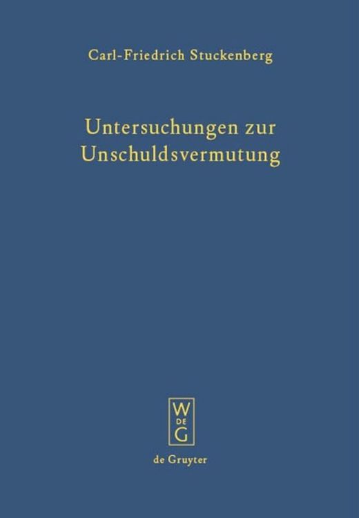 Produktbild: Untersuchungen zur Unschuldsvermutung