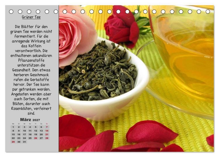 Produktbild: Eine kleine Teekunde - Zw&ouml;lf Teesorten im Portr&auml;t (Tischkalender 2027 DIN A5 quer), CALVENDO Monatskalender