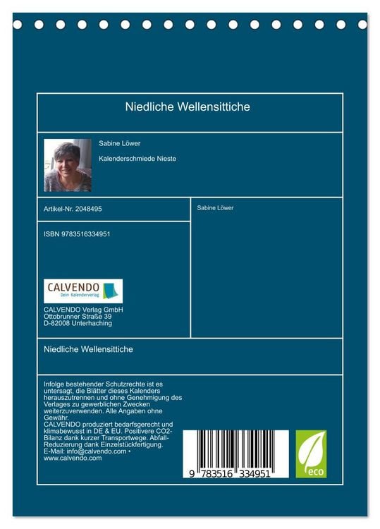 Produktbild: Niedliche Wellensittiche (Tischkalender 2026 DIN A5 hoch), CALVENDO Monatskalender