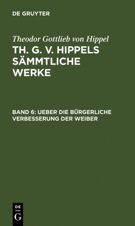 Produktbild: Ueber die b&uuml;rgerliche Verbesserung der Weiber