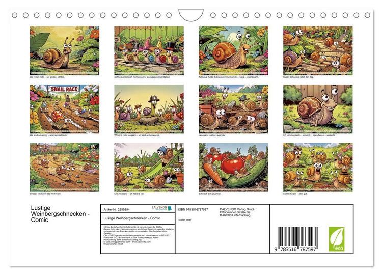 Produktbild: Lustige Weinbergschnecken - Comic (Wandkalender 2027 DIN A4 quer), CALVENDO Monatskalender