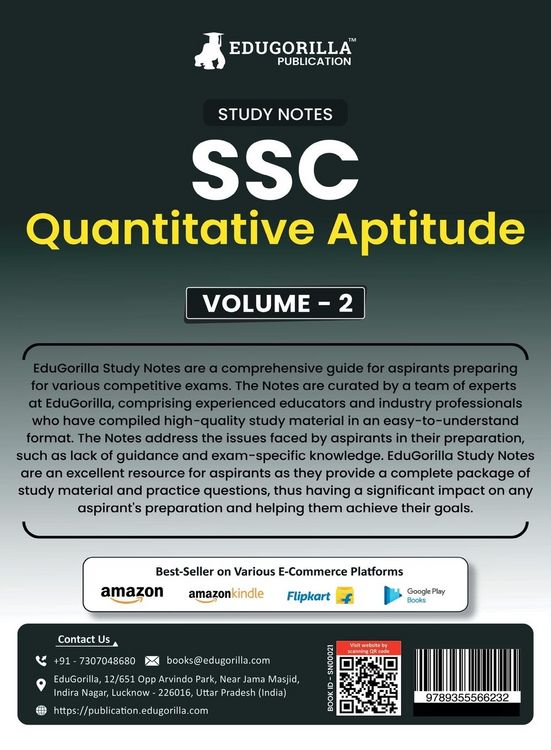 Produktbild: Study Notes for Quantitative Aptitude (Vol 2) - Topicwise Notes for CGL, CHSL, SSC MTS, CPO and Other SSC Exams with Solved MCQs
