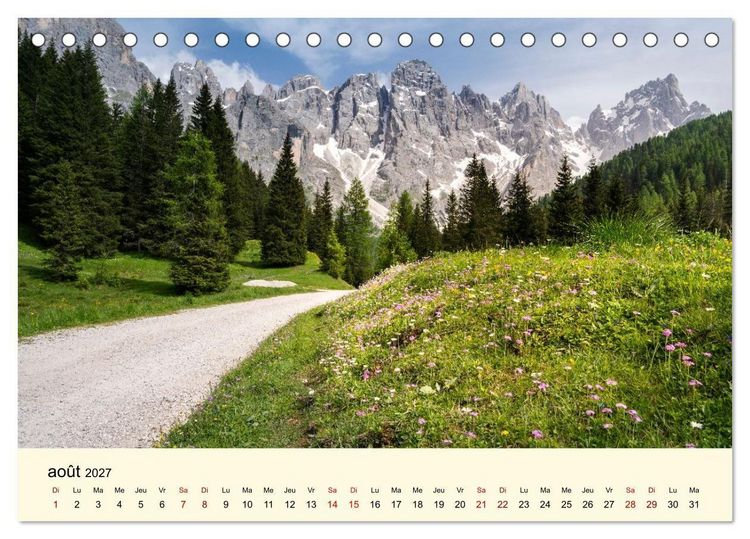 Produktbild: Un voyage dans les Dolomites (Calendrier de bureau 2027 DIN A5 vertical), CALVENDO calendrier mensuel