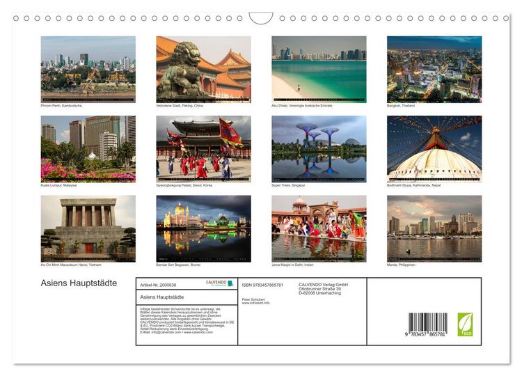 Produktbild: Asiens Hauptst&auml;dte (Wandkalender 2026 DIN A3 quer), CALVENDO Monatskalender