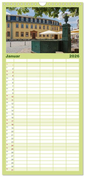 Produktbild: Familienplaner 2026 - Weimar - Kulturstadt im Herzen Europas mit 5 Spalten (Wandkalender, 21 x 45 cm) CALVENDO