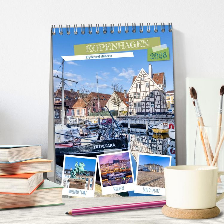 Produktbild: KOPENHAGEN Idylle und Historie (Tischkalender 2026 DIN A5 hoch), CALVENDO Monatskalender