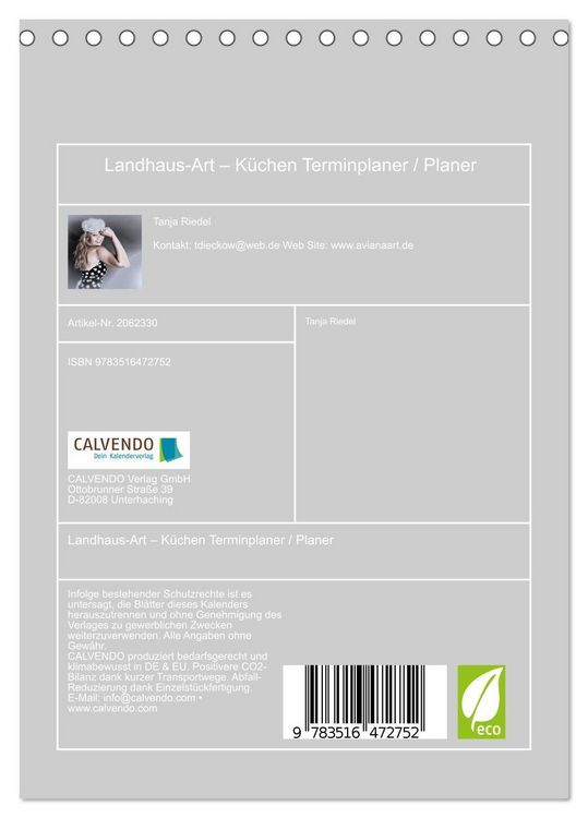 Produktbild: Landhaus-Art &ndash; K&uuml;chen Terminplaner / Planer (Tischkalender 2026 DIN A5 hoch), CALVENDO Monatskalender