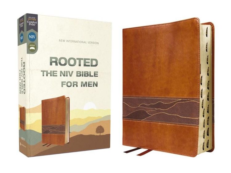 Produktbild: Rooted: The NIV Bible for Men, Leathersoft, Brown, Thumb Indexed, Comfort Print