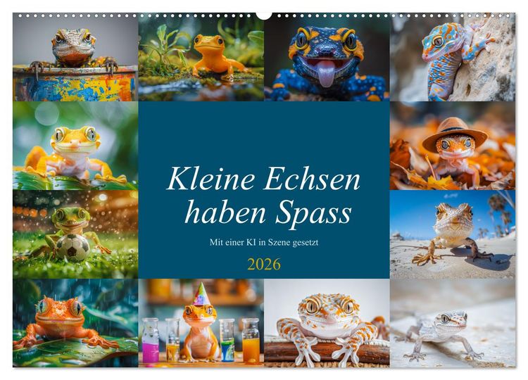 Produktbild: Kleine Echsen haben Spass (Wandkalender 2026 DIN A2 quer), CALVENDO Monatskalender