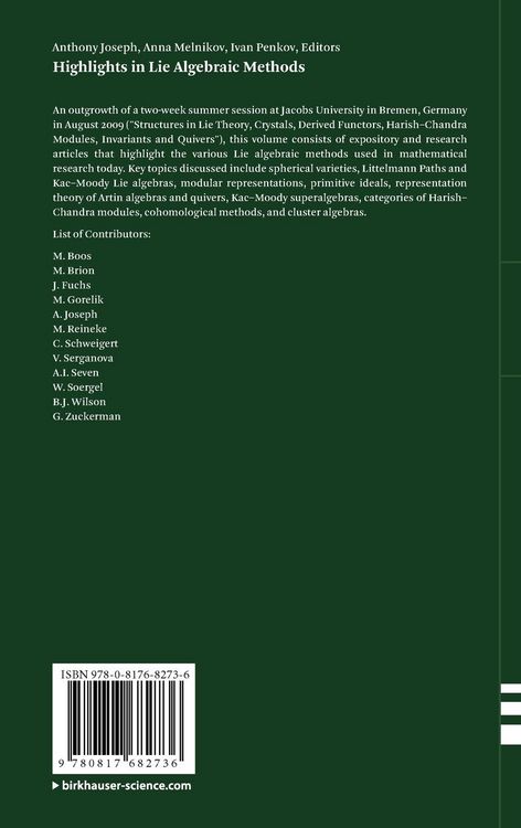Produktbild: Highlights in Lie Algebraic Methods