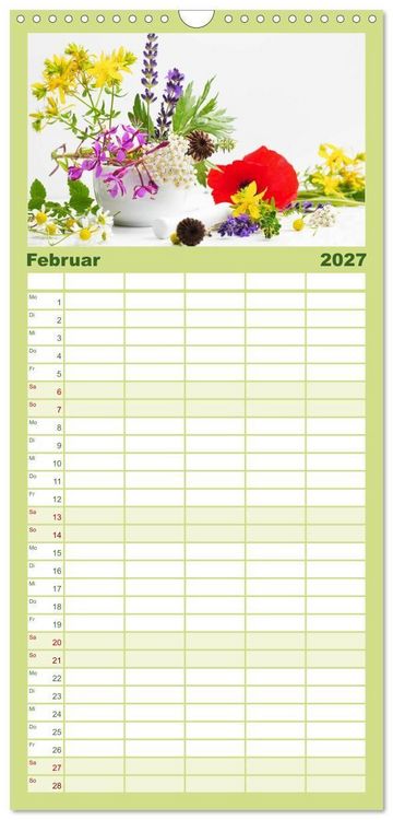 Produktbild: Familienplaner 2027 - Helfende Kr&auml;uter aus dem Garten mit 5 Spalten (Wandkalender, 21 x 45 cm) CALVENDO