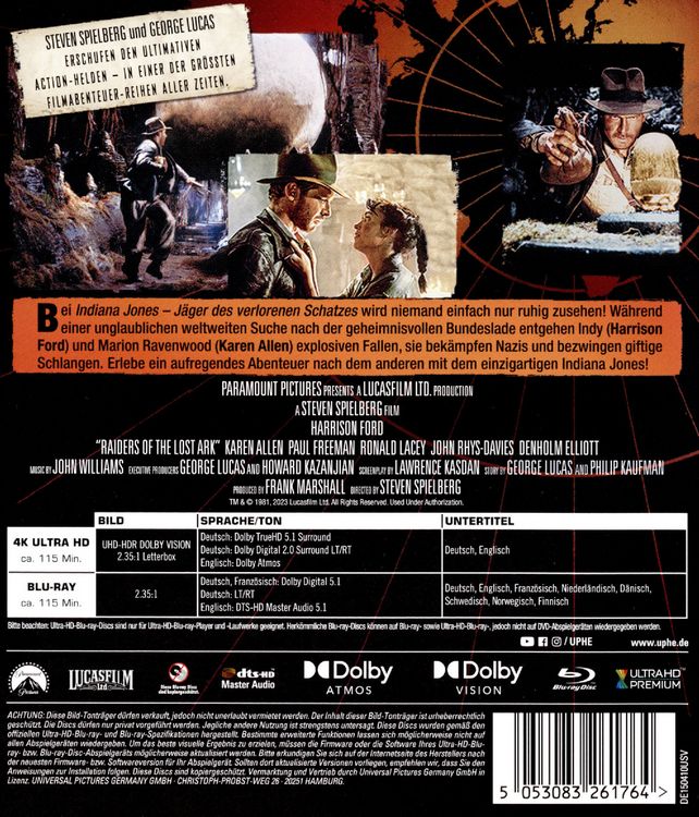 Produktbild: Indiana Jones - J&auml;ger des verlorenen Schatzes (+ Blu-ray)