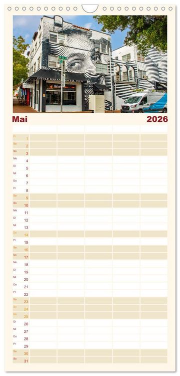 Produktbild: Familienplaner 2026 - Miami - pulsierende Metropole mit 5 Spalten (Wandkalender, 21 x 45 cm) CALVENDO
