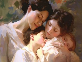 Produktbild: CALVENDO Puzzle Eine Mutter umarmt ihre Kinder | 1000 Teile Lege-Gr&ouml;&szlig;e 64x48cm Foto-Puzzle f&uuml;r gl&uuml;ckliche Stunden