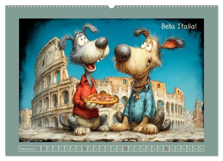 Produktbild: Weltenbummler. Hund und Katz auf Reisen (hochwertiger Premium Wandkalender 2026 DIN A2 quer), Kunstdruck in Hochglanz