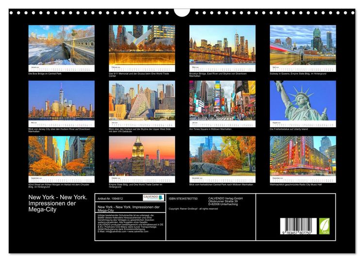 Produktbild: New York - New York. Impressionen der Mega-City (Wandkalender 2026 DIN A3 quer), CALVENDO Monatskalender
