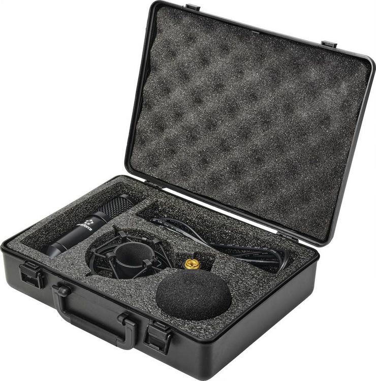 Produktbild: Stand USB-Mikrofon Renkforce RF-MIC-510 &Uuml;bertragungsart (Details):USB inkl. Koffer, inkl Spinne, inkl. Windschutz, inkl. Kabel, inkl. Mikrofoncase