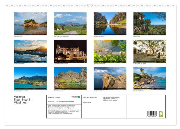 Produktbild: Mallorca - Trauminsel im Mittelmeer (Wandkalender 2026 DIN A2 quer), CALVENDO Monatskalender