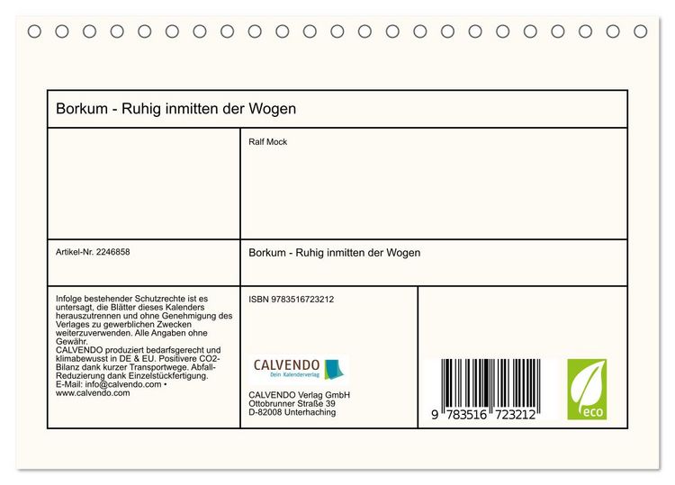 Produktbild: Borkum - Ruhig inmitten der Wogen (Tischkalender 2026 DIN A5 quer), CALVENDO Monatskalender