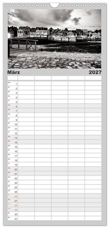 Produktbild: Familienplaner 2027 - Ein Blick auf Husum mit 5 Spalten (Wandkalender, 21 x 45 cm) CALVENDO