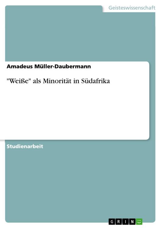 Produktbild: "Wei&szlig;e" als Minorit&auml;t in S&uuml;dafrika
