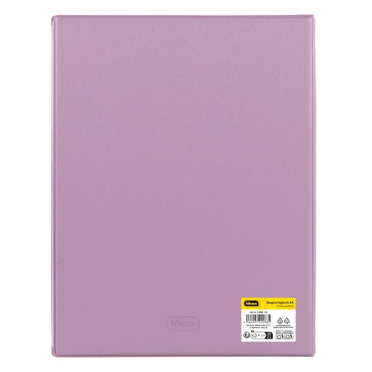 Produktbild: Idena Zeugnismappe Ringbuch mit 10 Klarsichth&uuml;llen 100&micro; pastell lila DIN A4