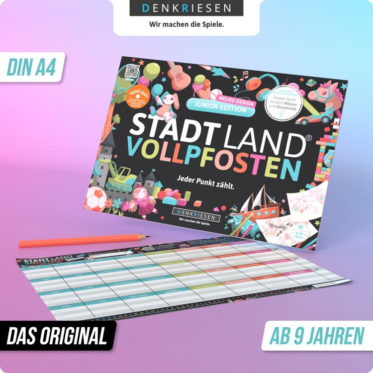 Produktbild: Denkriesen - Stadt Land Vollpfosten&reg; Junior Edition &ndash; "Jeder Punkt z&auml;hlt."