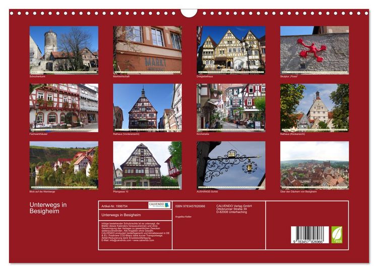 Produktbild: Unterwegs in Besigheim (Wandkalender 2026 DIN A3 quer), CALVENDO Monatskalender