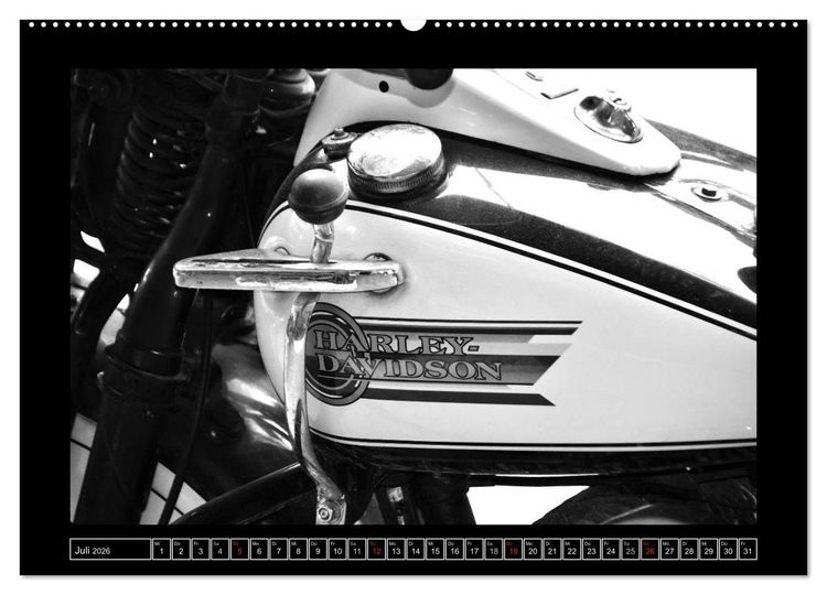 Produktbild: Harley Davidson WLA 750 in Schwarzweiss (Wandkalender 2026 DIN A2 quer), CALVENDO Monatskalender