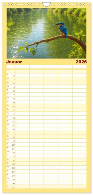 Produktbild: Familienplaner 2026 - Eisvogeltr&auml;ume am Wasser mit 5 Spalten (Wandkalender, 21 x 45 cm) CALVENDO