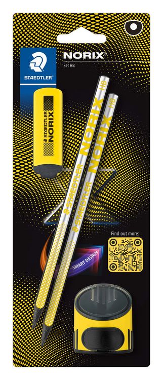 Produktbild: STAEDTLER NORIX&reg; 181, gelb mit 2 Bleistiften HB, 1 Radierer und 1 Einzelspitzdose, 181 SBK2-1