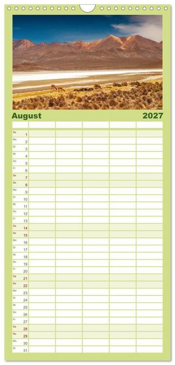 Produktbild: Familienplaner 2027 - Geheimnisvolles Peru mit 5 Spalten (Wandkalender, 21 x 45 cm) CALVENDO