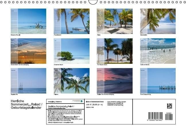 Produktbild: Herrliche Sommerzeit... Relax! / Geburtstagskalender (Wandkalender immerw&auml;hrend DIN A3 quer)