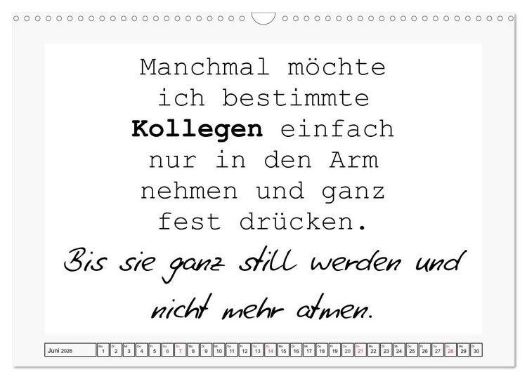 Produktbild: Typo-Kalender f&uuml;r das B&uuml;ro. Sarkasmus und fiese Spr&uuml;che (Wandkalender 2026 DIN A3 quer), CALVENDO Monatskalender