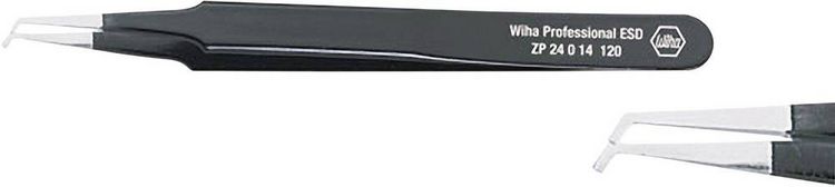 Produktbild: Wiha 32338 SMD-Pinzette Flach, gebogen 45&deg; 120 mm